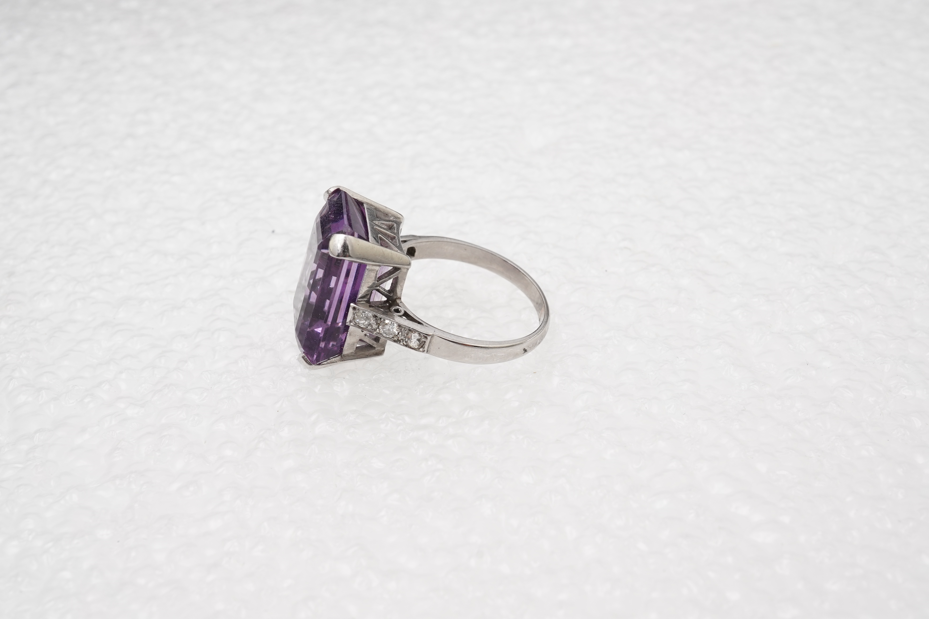 An amethyst and diamond ring